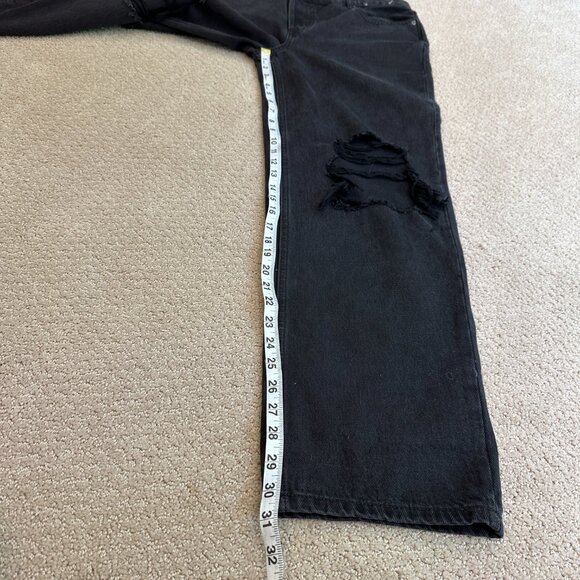 Glassons Jeans Asymmetrical Crossover Waist Straight Black Distressed Goth Sz 10 - Picture 10 of 16